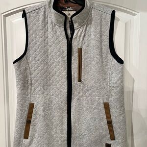 Legendary Whitetails Gray and Black Quilted Vest with camo lined inside size M